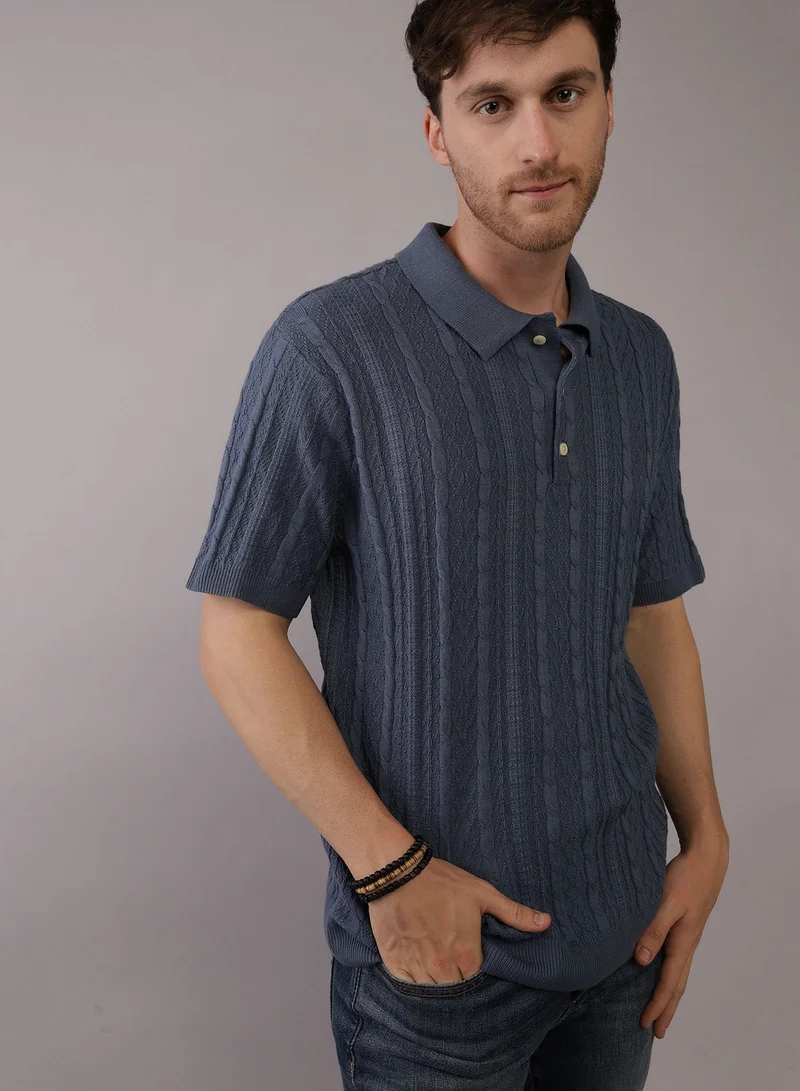 امريكان ايجل Textured Polo Neck Sweater
