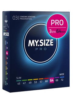 My Size Pro Ultra Thin Condoms 3 Pieces (64 Size) – Odorless, Long Lasting, Sustainable, Premium Quality for Maximum Comfort, Pleasure, and Sexual Health – Proper Fit Reduces Risks and Enhances Protection – Latex Men Condoms Available in Multiple Sizes (45 to 72)  - Image 1
