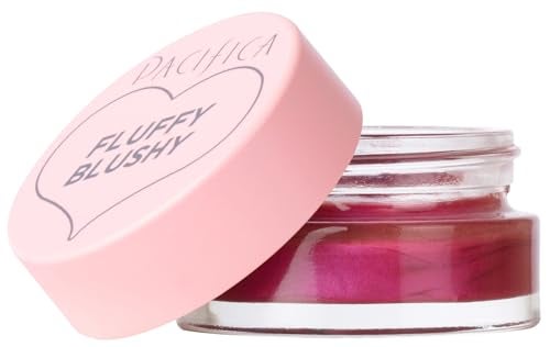 Pacifica Fluffy Blushy Cream Blush Pink Haze Soft Coral Pink Face Makeup Whipped Blendable Blush for Cheeks Dark Pink Hydrating Blusher wVegan Collagen Light Airy Texture Sheer Buildable Color - Image 2