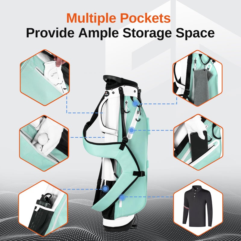 Full Choice Lightweight Golf Stand Bag with 4-Way Full-Length Dividers, Softed Dual Straps & Stand â€“ Ideal Golf Carry Bag for Women and Men, Great for Pitch n Putt Golf Clubs Bag, Mint - Image 5