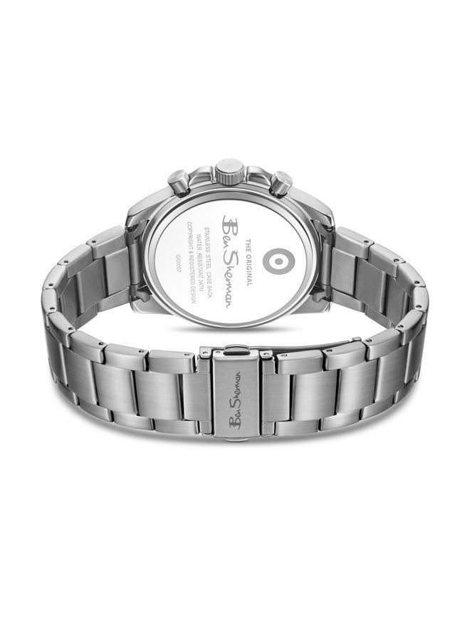 Ben Sherman Liverpool  Black Dial Stainless Steel Bracelet Chronograph Watch for Men, 44mm - Image 3