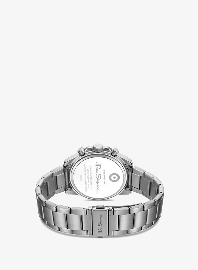 Ben Sherman Liverpool  Black Dial Stainless Steel Bracelet Chronograph Watch for Men, 44mm - Image 3