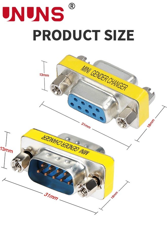 UNUNS - 9 Pin DB9 Male To Male Female To Female,Serial Cable Gender Changer Coupler Adapter,RD232F2F|RS232 DB9 Data Transfer Serial Port Adapter,10 Pack Silver - Image 1