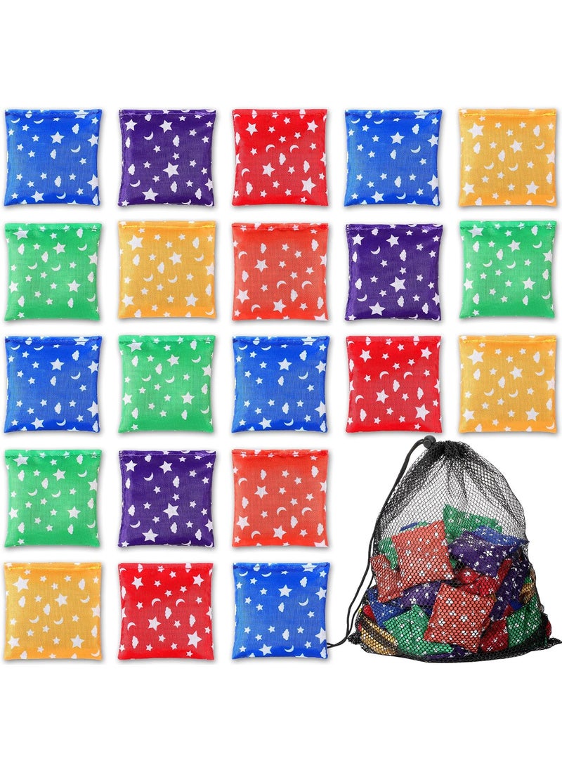 Macarrie Macarrie 40 Pcs Small Bean Bags for Kids Mini Cornhole Bags Star Moon Tossing Beanbags Colorful Tossing Game Set for Toddler Preschool Classroom School Supplies Carnival Outdoor Activities 24x24  - Image 1