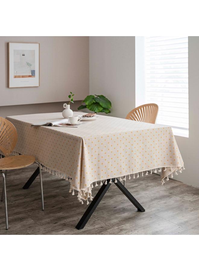 Bluejw Cloth Dad New Chinese Style Retro Blue And White Porcelain Cotton Linen Ins Rectangular Dining Table Tablecloth Tassel Table Mat Coffee Table Tablecloth - Image 1