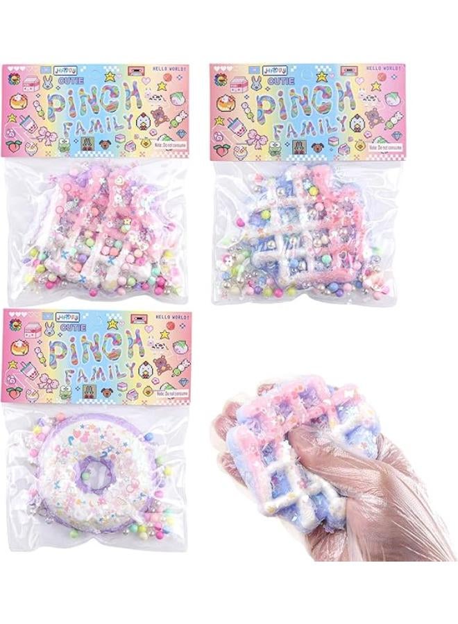 Donut Waffle Squishies Squeeze Toys, 3 Pcs Soft Food Squishies Stress Relief Novelty Sensory Fidget Toys for Kids and Adults