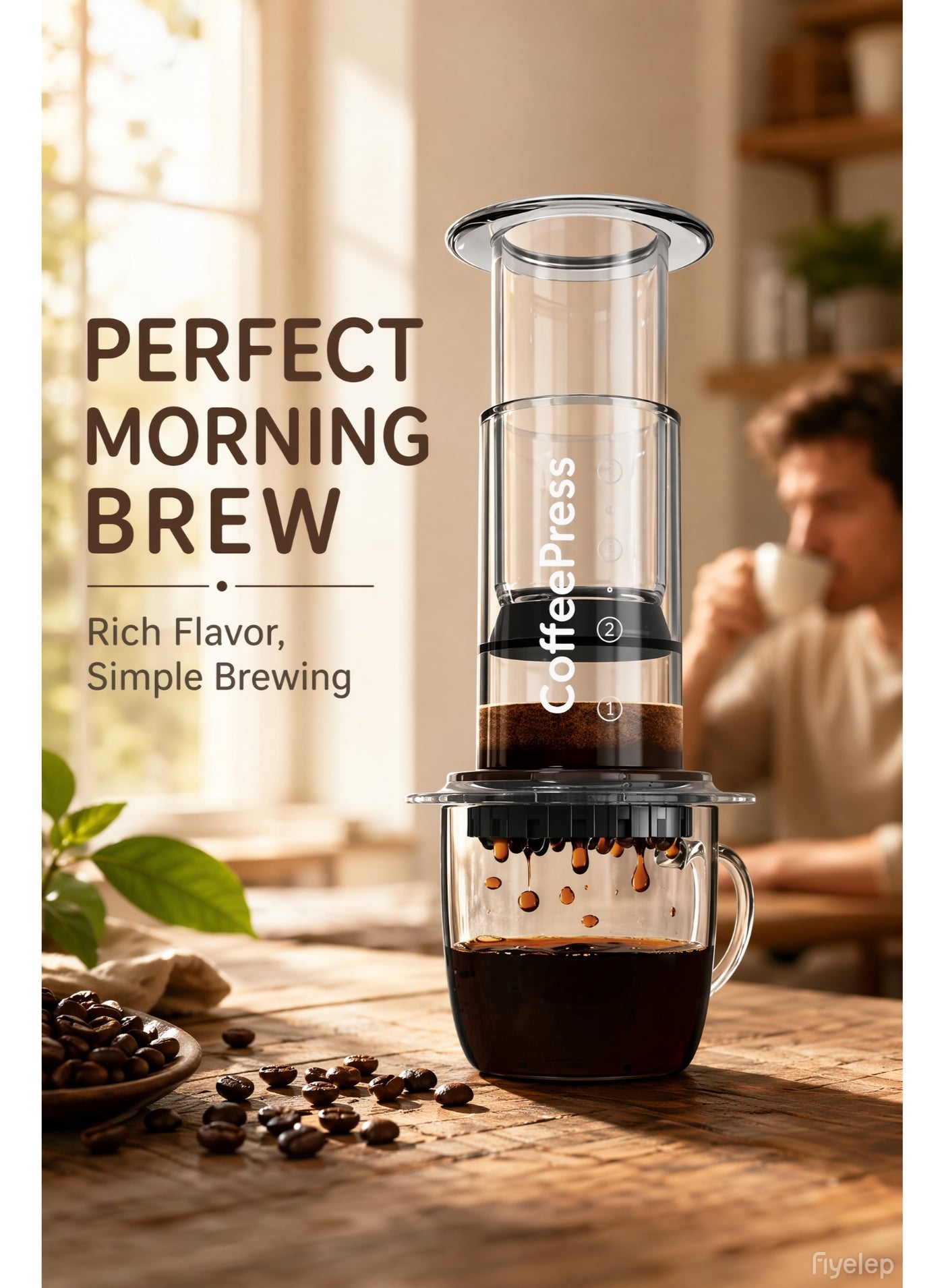 Outdoor Coffee Brewer | Combines the functions of a French press, manual pour-over, and espresso-style maker | Brews in just 2 minutes for a richer flavor and reduced bitterness | Compact design for easy portability