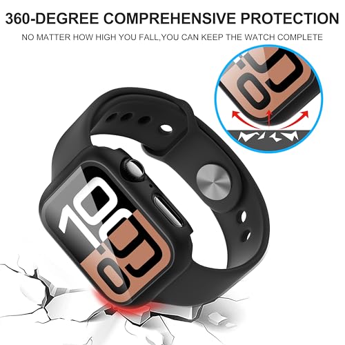 Diruite 2-Pack Apple Watch Series 11/10 46mm Case with Tempered Glass Screen Protector -Black - Image 4