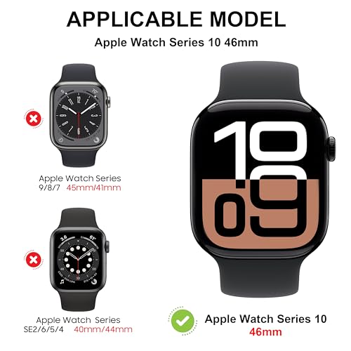 Diruite 2-Pack Apple Watch Series 11/10 46mm Case with Tempered Glass Screen Protector -Black - Image 2