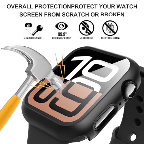 Diruite 2-Pack Apple Watch Series 11/10 46mm Case with Tempered Glass Screen Protector -Black - Image 3