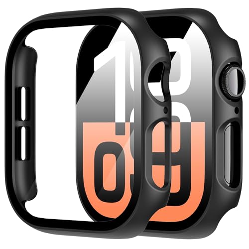 Diruite 2-Pack Apple Watch Series 11/10 46mm Case with Tempered Glass Screen Protector -Black - Image 1