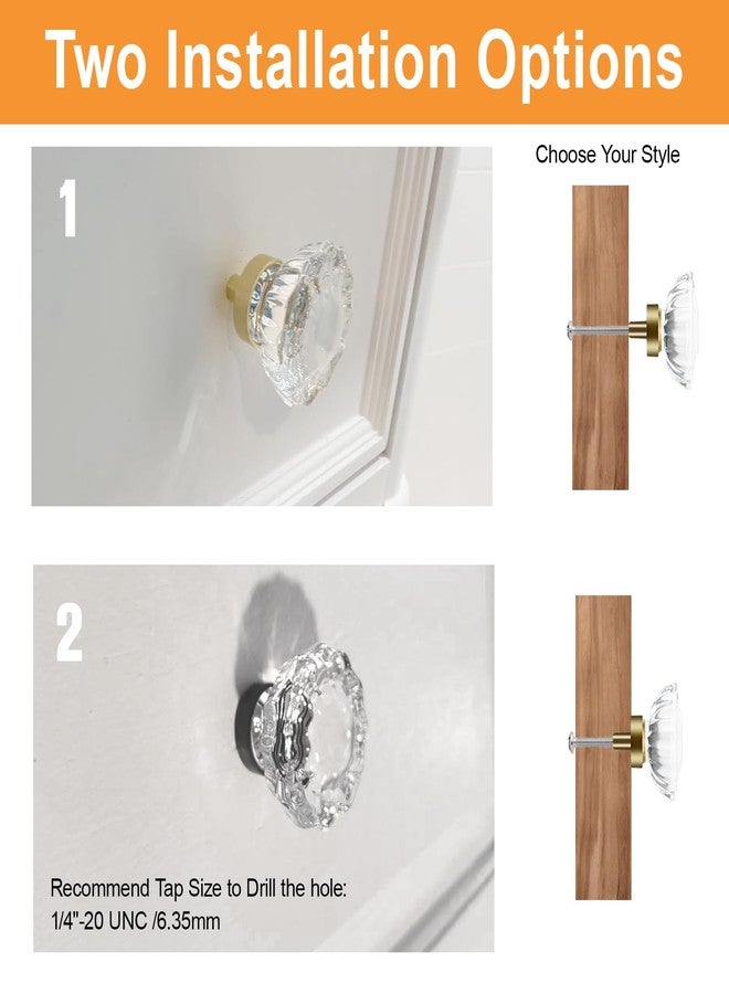 VEHCIL Crystal Cabinet Knobs, 8 Pack Gold Drawer Dresser Knobs Single Hole Brass Vintage Dresser Knobs for Kitchen Cupboard Closet Bathroom Dresser Drawer, Retro Round Flower Design - Image 5