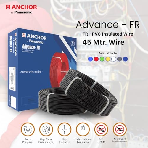 Anchor by Panasonic Penta 1 mm PVC Insulated 45 Meter Copper Electric Wire for Home, Industrial and Commercial Connections (Black, N-96333BK) - Image 5