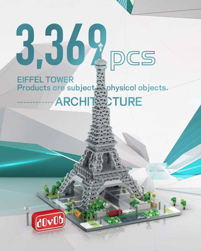 dOvOb Architecture Eiffel Tower Micro Blocks Set, 3369 Pieces Mini Bricks 3D Puzzle Toy, Gift for Adults and Kids - Image 3