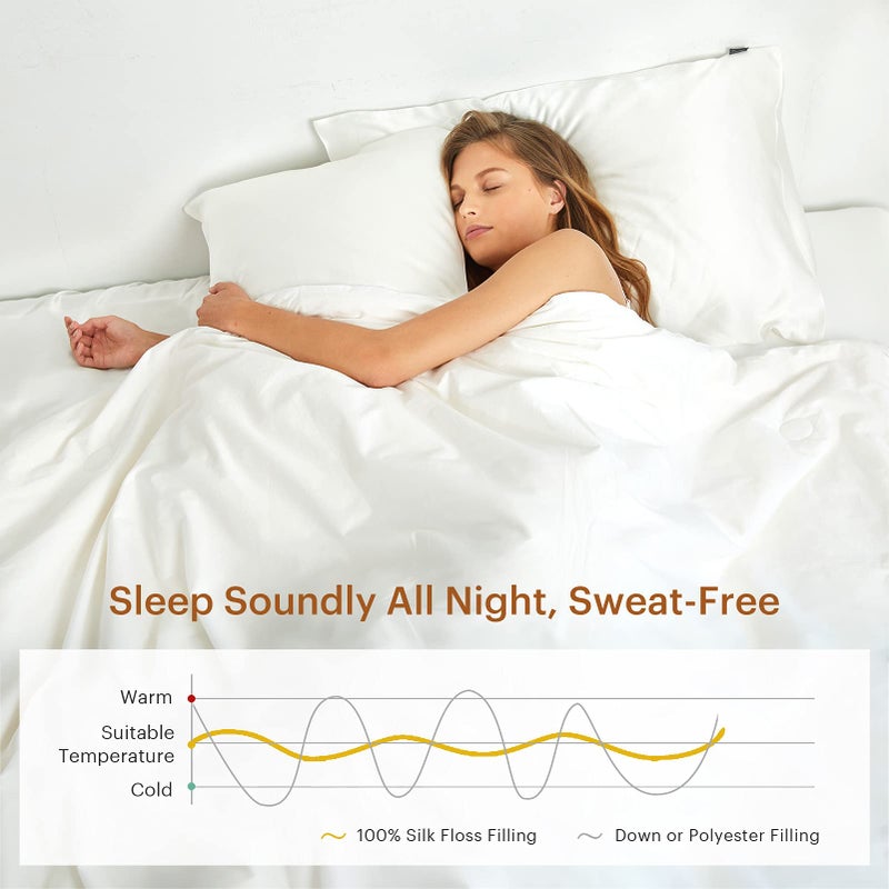 LilySilk All Season Silk Comforter/Duvet/Quilt, 100% Silk Floss Filling with 100% Cotton Cover, Full(76x87 Inch, Net Silk Weight:1.5kg) - Image 4