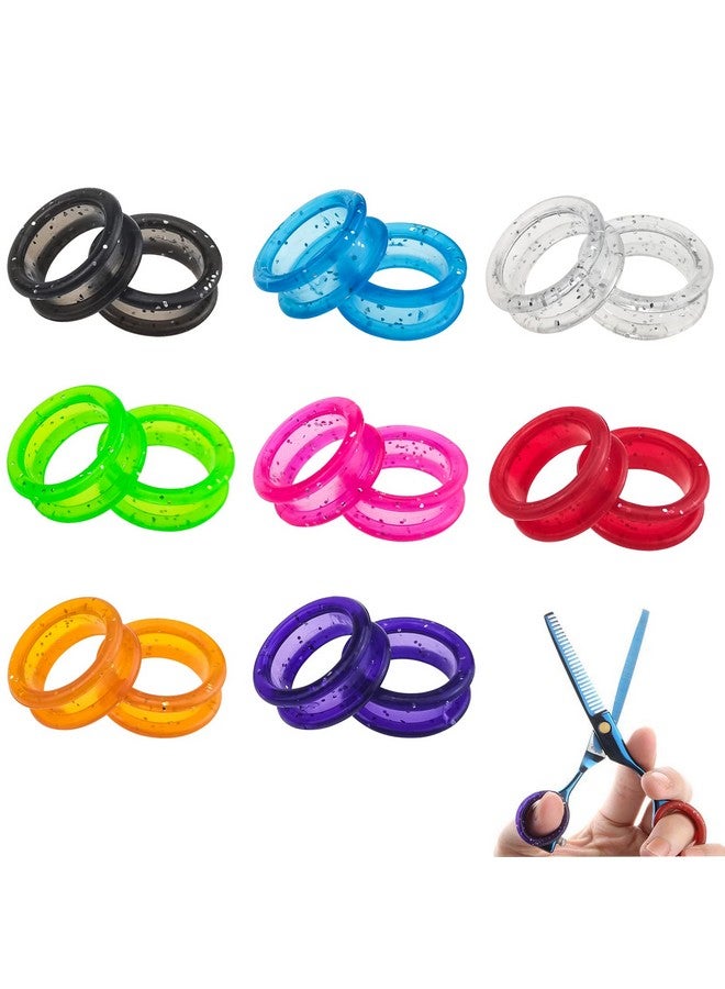 DonLeeving 16 Pcs Soft Silicone Scissors Finger Rings Dog Grooming Pet Shears Ring Thumb Inserts Finger Protector Ring Scissor Accessories For Barber Dog Hair Cutting Scissors (8 Colors) - Image 1