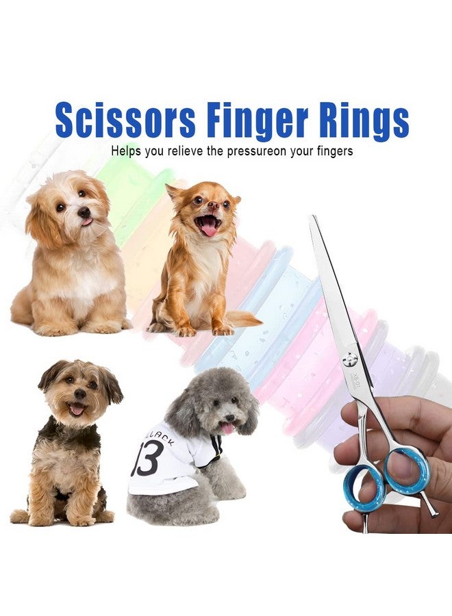 DonLeeving 16 Pcs Soft Silicone Scissors Finger Rings Dog Grooming Pet Shears Ring Thumb Inserts Finger Protector Ring Scissor Accessories For Barber Dog Hair Cutting Scissors (8 Colors) - Image 3