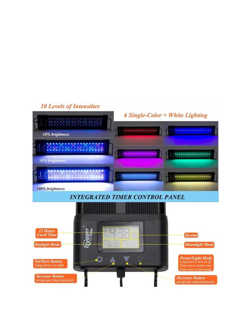 Hygger Aquarium Programmable LED Light, Full Spectrum Plant Fish Tank Light Extendable Brackets with LCD Setting Display, IP68 Waterproof, 7 Colors, 4 Modes for Advanced Players 72W (120-130 cm)  - Image 5