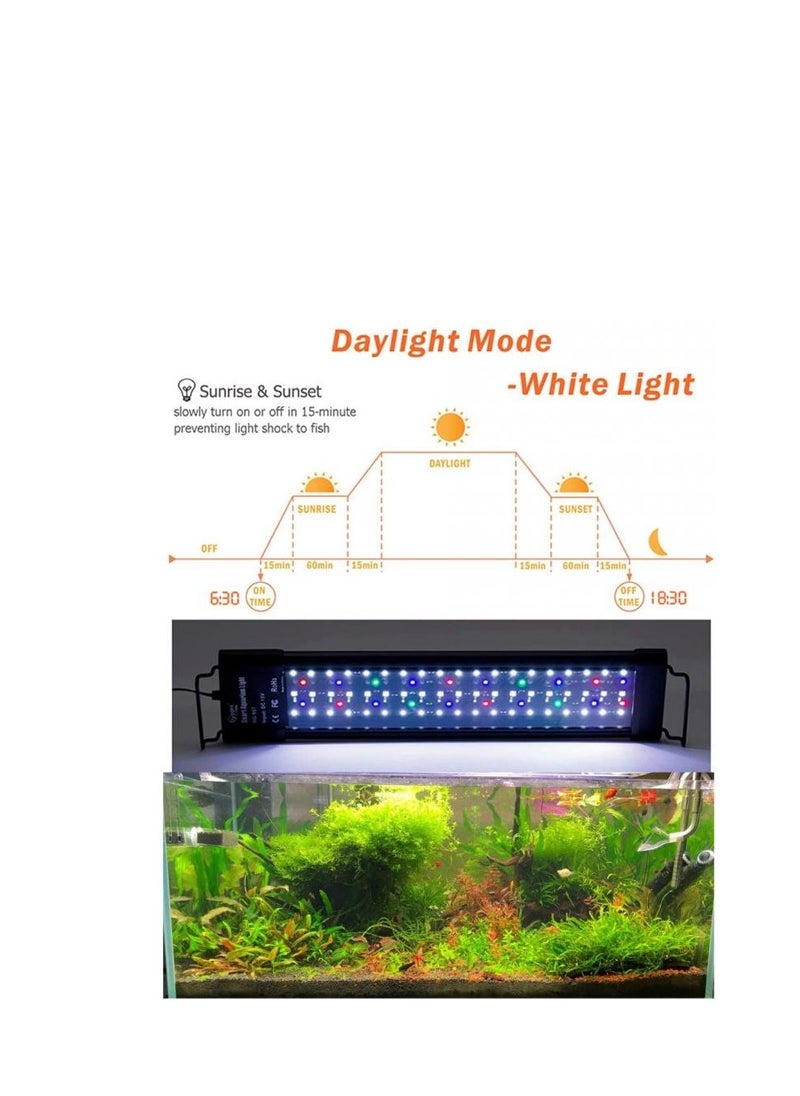 Hygger Aquarium Programmable LED Light, Full Spectrum Plant Fish Tank Light Extendable Brackets with LCD Setting Display, IP68 Waterproof, 7 Colors, 4 Modes for Advanced Players 72W (120-130 cm)  - Image 3