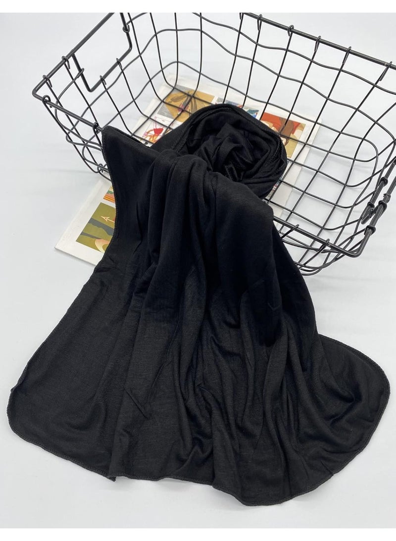 2Pcs Black Jersey Hijab Scarf, 70x28 Inch Soft Breathable Silky Smooth Muslim Women Head Wrap for Daily Casual Wear - Image 4