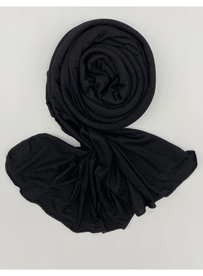2Pcs Black Jersey Hijab Scarf, 70x28 Inch Soft Breathable Silky Smooth Muslim Women Head Wrap for Daily Casual Wear - Image 3