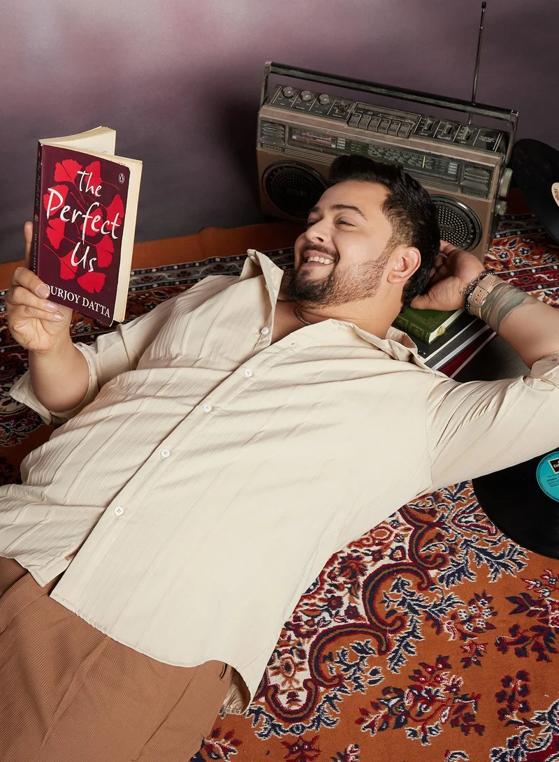 انستافاب بلس قميص رجالي بيج غير متماثل مريح للارتداء اليومي