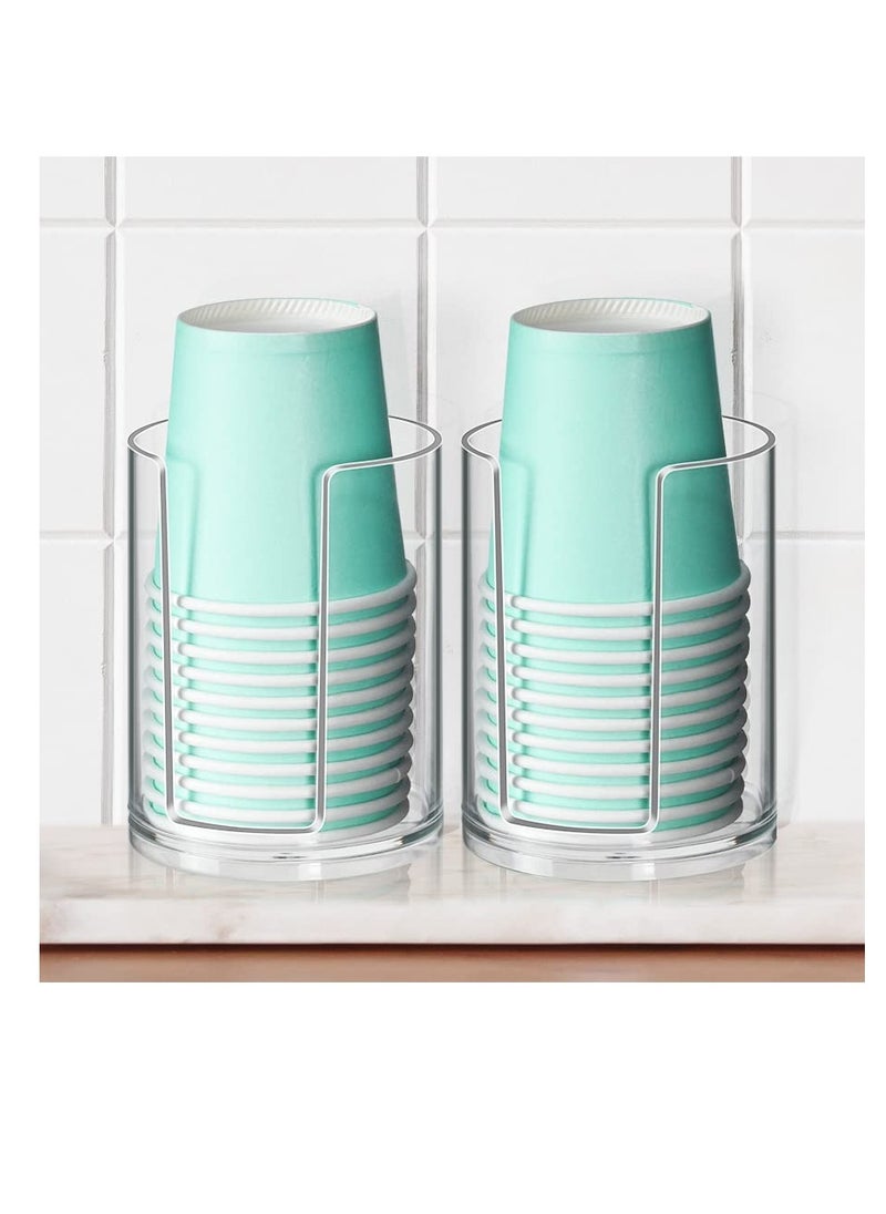Excefore Clear Cup Dispenser, Bathroom Cup Dispenser, Disposable Mouthwash Cups Holder Fit 3oz-4oz Small Paper Cups, Cup Storage Stand, Cup Holder for Countertop  - Image 1