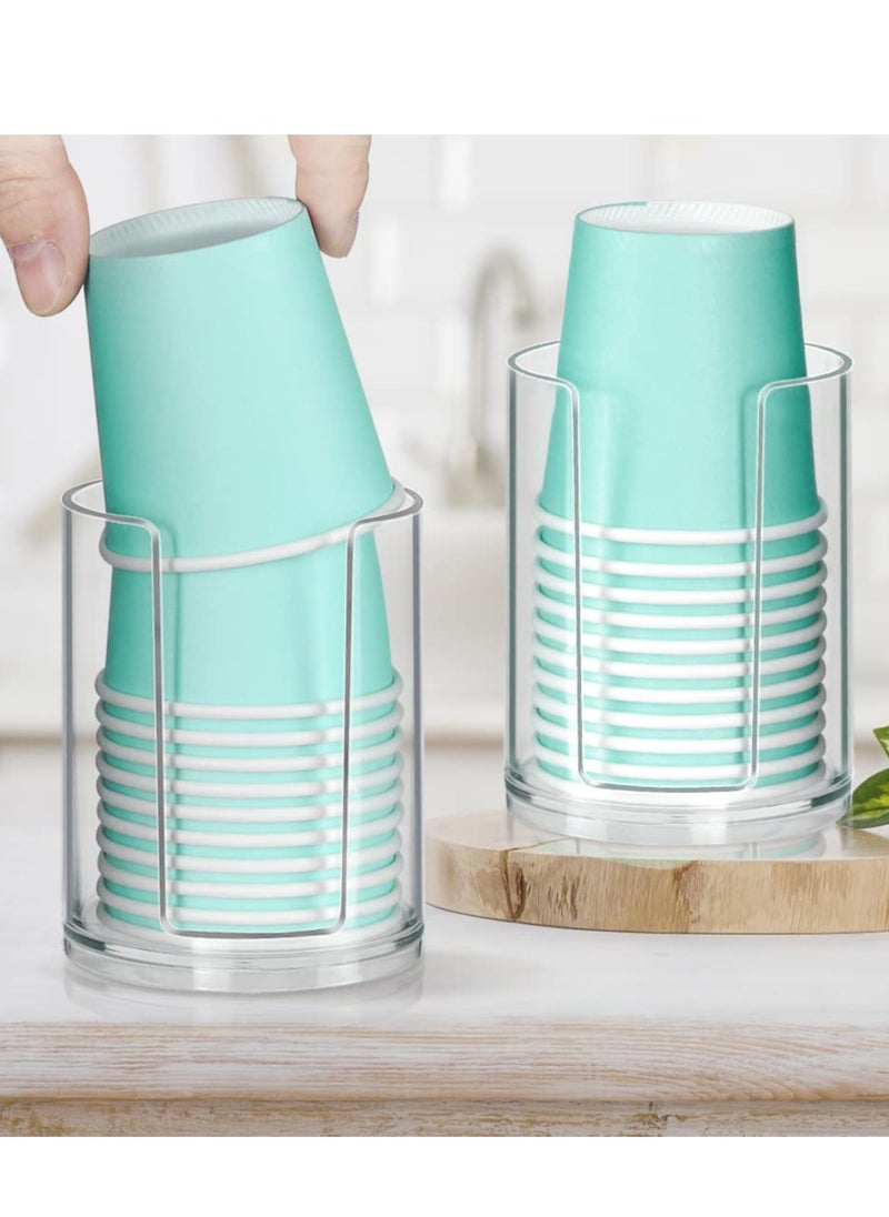 Excefore Clear Cup Dispenser, Bathroom Cup Dispenser, Disposable Mouthwash Cups Holder Fit 3oz-4oz Small Paper Cups, Cup Storage Stand, Cup Holder for Countertop  - Image 2