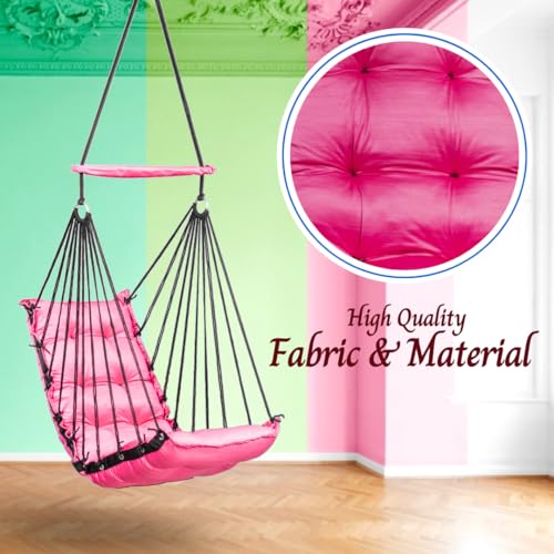 Swingzy Premium Hanging Swing Chair for Kids & Adults | Portable Hammock Chair with Padded Cushion for Outdoor & Indoor| Cozy Single Seater Jhula for Home | Weight Capacity Upto 200Kgs (Pink) - Image 5