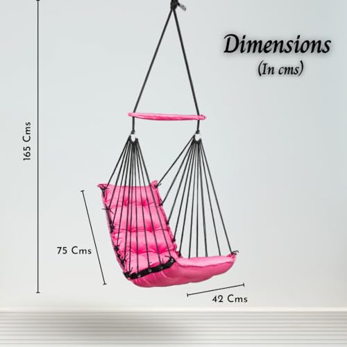 Swingzy Premium Hanging Swing Chair for Kids & Adults | Portable Hammock Chair with Padded Cushion for Outdoor & Indoor| Cozy Single Seater Jhula for Home | Weight Capacity Upto 200Kgs (Pink) - Image 2