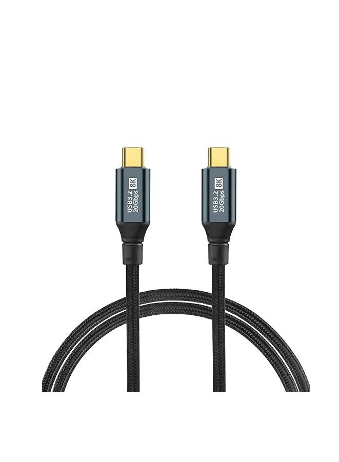 USB Type-C to 3.2 Gen 3 Thunderbolt 3 PD Fast Charging and Data Cable with E-Marker 20Gbps 8K 60Hz - 100W/5A 1m Black for Smartphone - Image 1