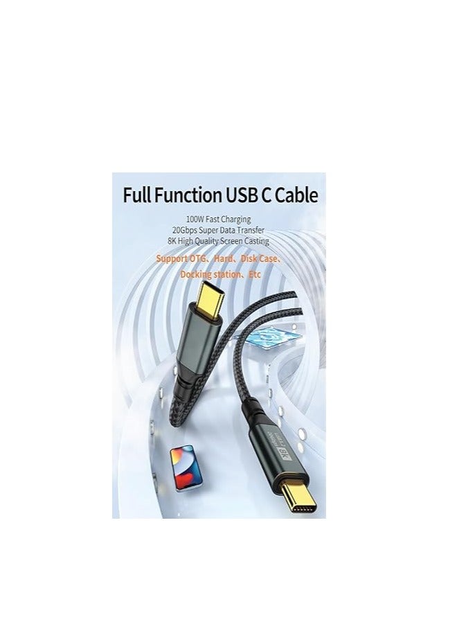 USB Type-C to 3.2 Gen 3 Thunderbolt 3 PD Fast Charging and Data Cable with E-Marker 20Gbps 8K 60Hz - 100W/5A 1m Black for Smartphone - Image 2