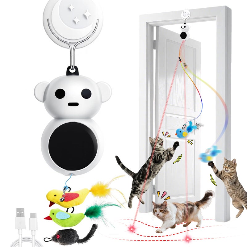 Catpick joy Interactive Cat Toys for Indoor Cats: 2 in 1 Laser Pointer Cat Toy with Automatic Flying Bird & Mouse Wand, Smart Motion Mode Adjustable Speed, USB Rechargeable Safe for Bored Kittens and Adult Cats - Image 1