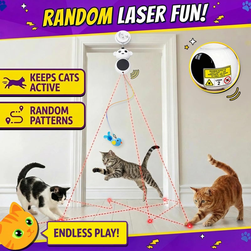 Catpick joy Interactive Cat Toys for Indoor Cats: 2 in 1 Laser Pointer Cat Toy with Automatic Flying Bird & Mouse Wand, Smart Motion Mode Adjustable Speed, USB Rechargeable Safe for Bored Kittens and Adult Cats - Image 5