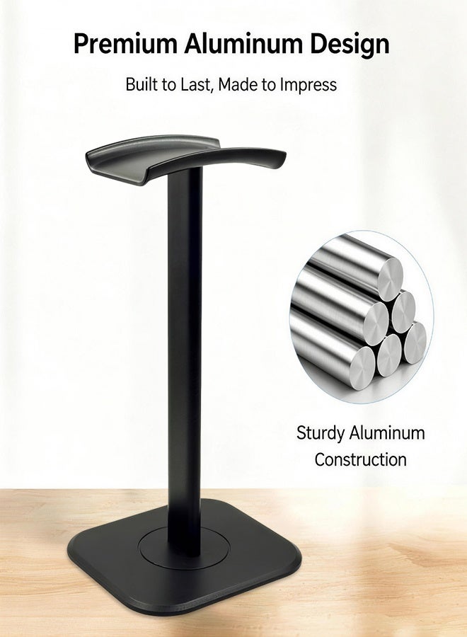 Stylish Matte Black Headset Display Stand, Sturdy Desktop Headphone Rack for Gaming & Daily Headphones - Image 5