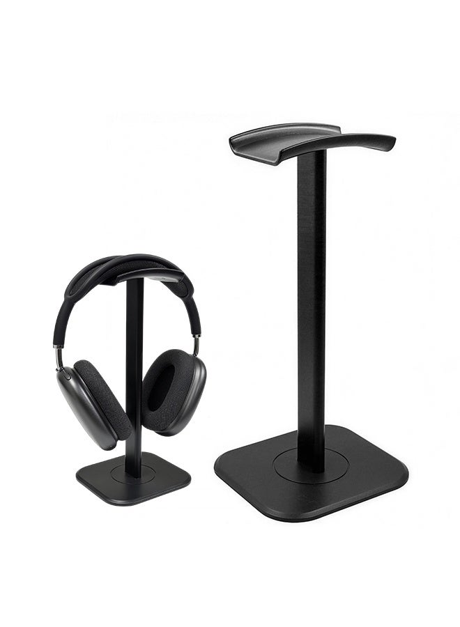 Stylish Matte Black Headset Display Stand, Sturdy Desktop Headphone Rack for Gaming & Daily Headphones - Image 1