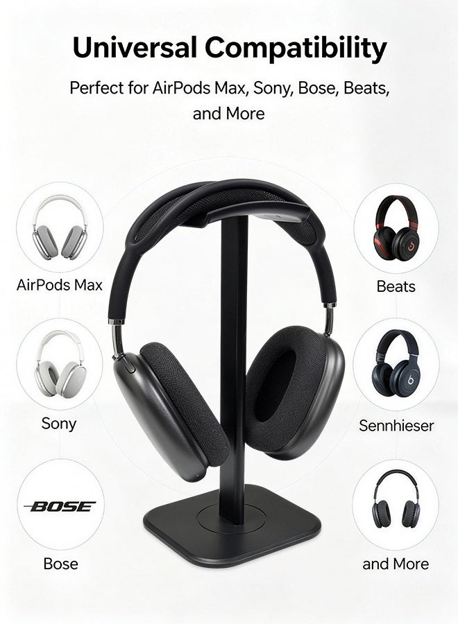Stylish Matte Black Headset Display Stand, Sturdy Desktop Headphone Rack for Gaming & Daily Headphones - Image 2