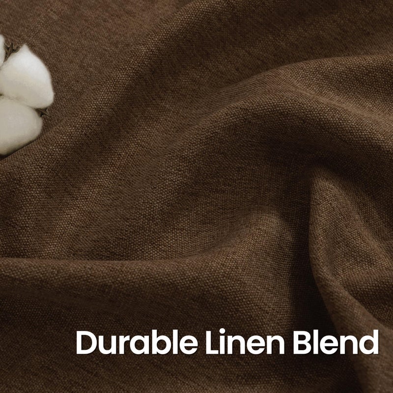 BGment Dark Brown Linen Curtains for Living Room 84 Inch Length 2 Panels Set, Chocolate Semi Sheer Window Drapes Light Filtering Textured for Farmhouse Bedroom Grommet Thick Coffee, Each 52 Inch Wide - Image 4