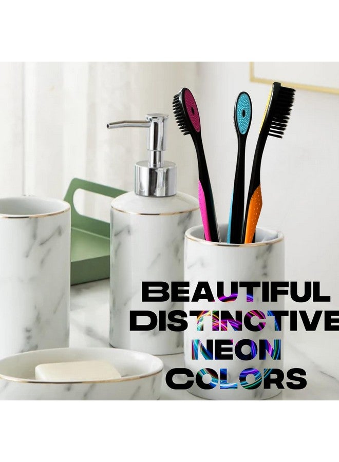 ألازكو فرشاة أسنان ناعمة مكونة من 3 قطع باللونين النيون والأسود لتنظيف الأسنان الحساسة بعمق، وشعيرات دقيقة للغاية لتنظيف الخدود واللسان، مريحة وغير قابلة للانزلاق مع أغطية معتمدة من إدارة أمن النقل وخالية من مادة البيسفينول أ - Image 5