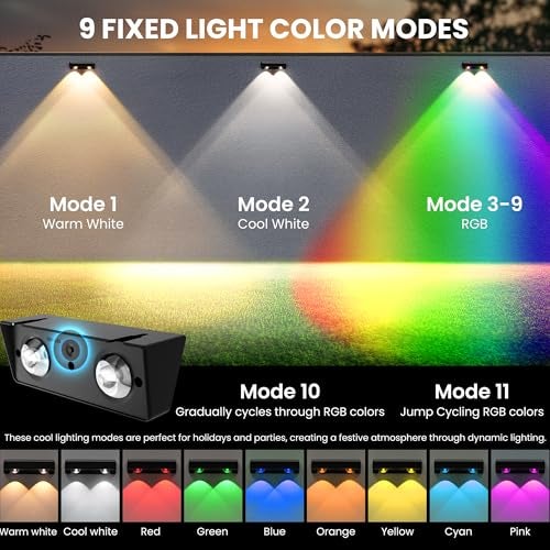 SOLPEX Solar Fence Lights Outdoor, 9 Fixed Colors ＆ Color Changing Fence Solar Lights Outdoor Waterproof IP65, LED Deck Lighting for Halloween Backyard Wall Step Patio Railing Pool Porch (8 Pack) - Image 4