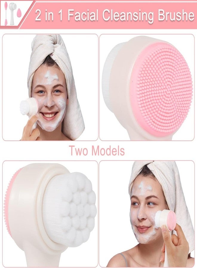 روبي فيس فرشاة تنظيف الوجه اليدوية من روبي فيس، أداة وضع قناع الوجه المصنوعة من السيليكون، إسفنجة مكياج، فرش أقنعة الوجه ذات الطرفين، مجموعة أدوات العناية بالبشرة والمكياج والإسفنج للوجه - Image 2