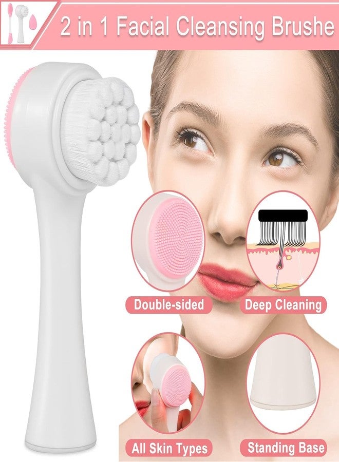 روبي فيس فرشاة تنظيف الوجه اليدوية من روبي فيس، أداة وضع قناع الوجه المصنوعة من السيليكون، إسفنجة مكياج، فرش أقنعة الوجه ذات الطرفين، مجموعة أدوات العناية بالبشرة والمكياج والإسفنج للوجه - Image 3