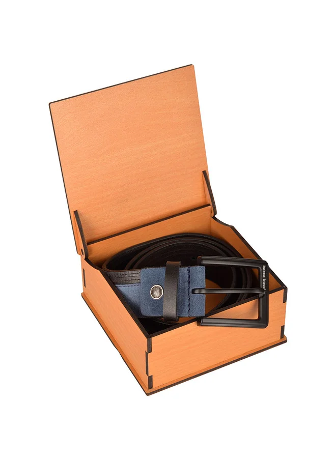 باكا بوتشي حزام رجالي جلدي أزرق نحيف بإبزيم دبوس