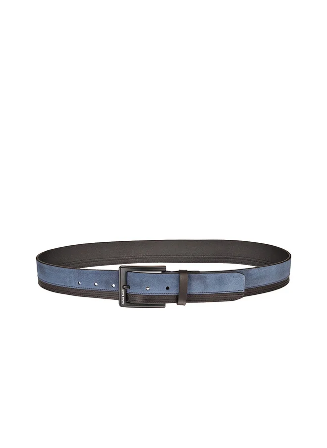 باكا بوتشي حزام رجالي جلدي أزرق نحيف بإبزيم دبوس