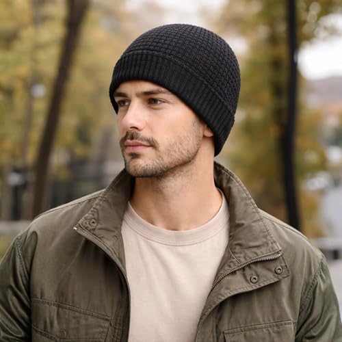 ZIBELL Winter Beanie Cap for Men & Women - Unisex Adults, One Size, Slouchy, Breathable, Lightweight, Warm, Windproof,Acrylic (in, Alpha, Free Size, Black) - Image 5