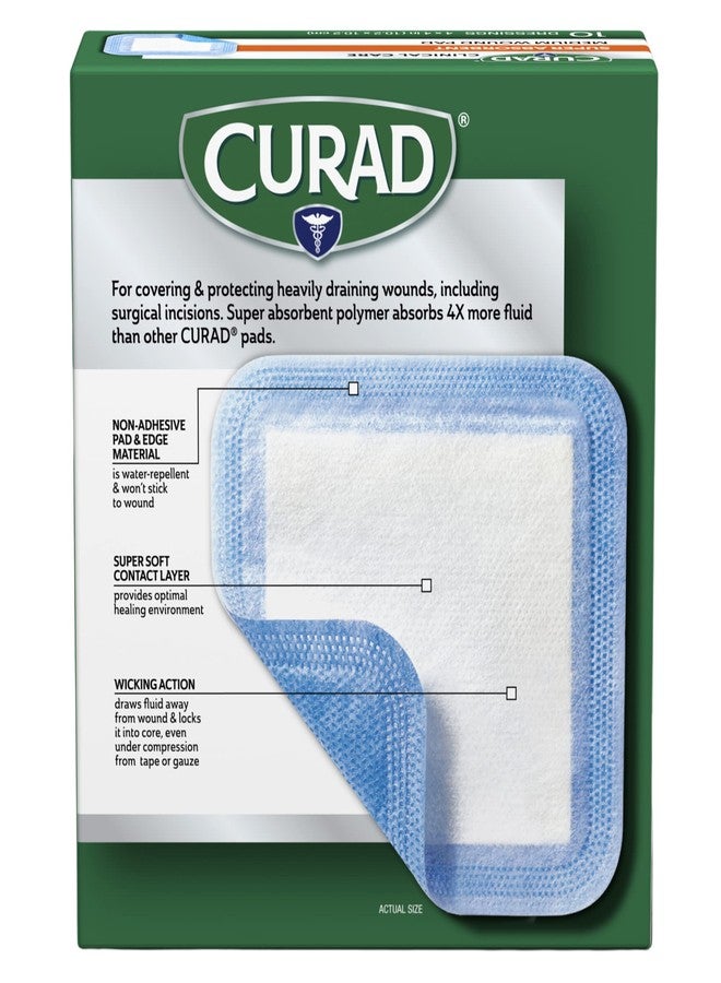 Curad Super Absorbent Wound Pad, Medium, 4" x 4", 10 Count, 3 Pack - Image 2