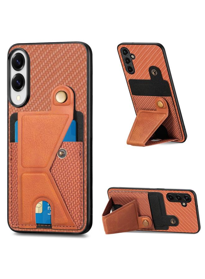 erorex Case For Samsung Galaxy S25 Edge 5G Carbon Fiber Wallet Flip Card K-shaped Holder Phone Case - Image 1