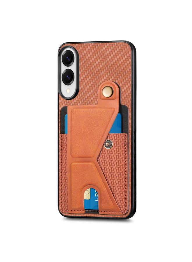 erorex Case For Samsung Galaxy S25 Edge 5G Carbon Fiber Wallet Flip Card K-shaped Holder Phone Case - Image 2