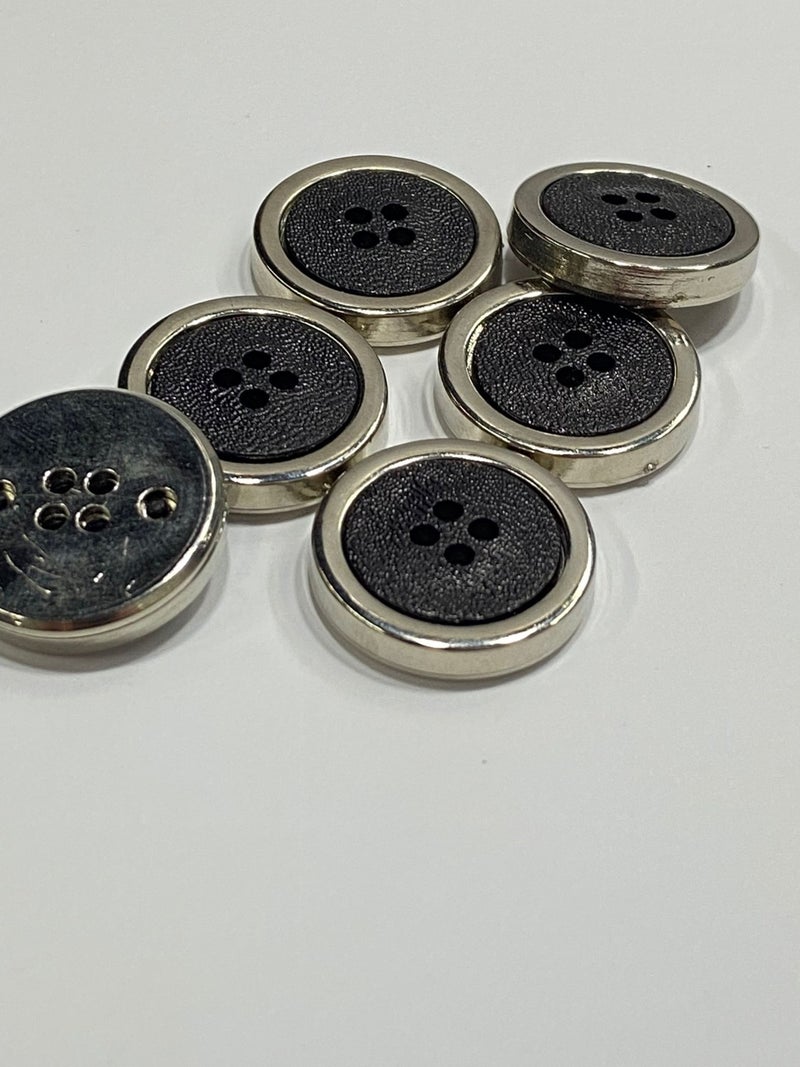 Karan Tuhafiye Karan Haberdashery Trench Coat Jacket Button Set 6 Piece Set / Black Silver / M004 - Image 1