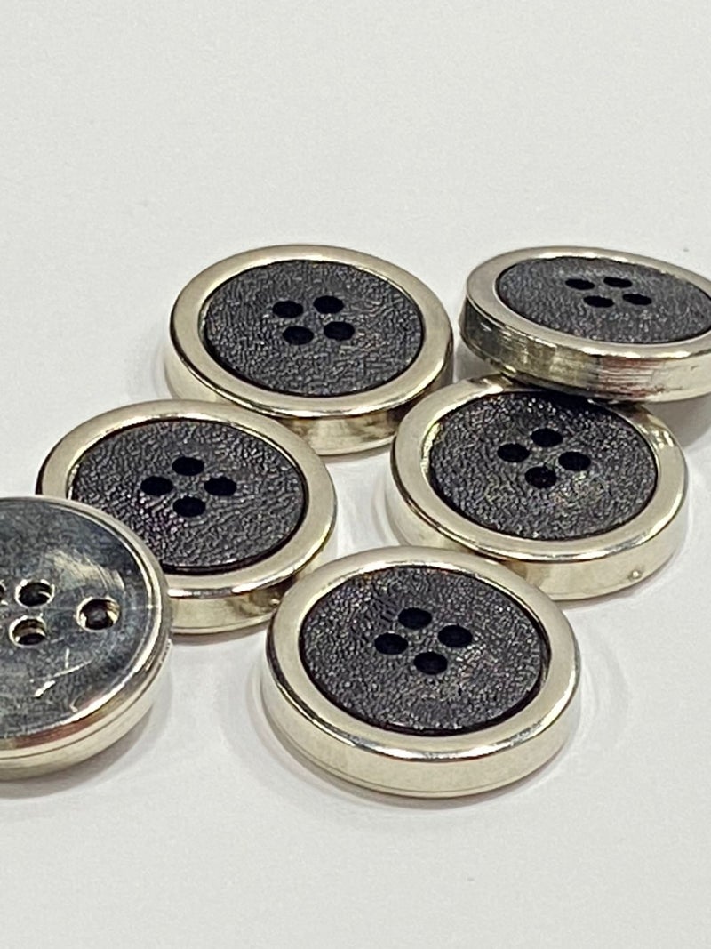 Karan Tuhafiye Karan Haberdashery Trench Coat Jacket Button Set 6 Piece Set / Black Silver / M004 - Image 2